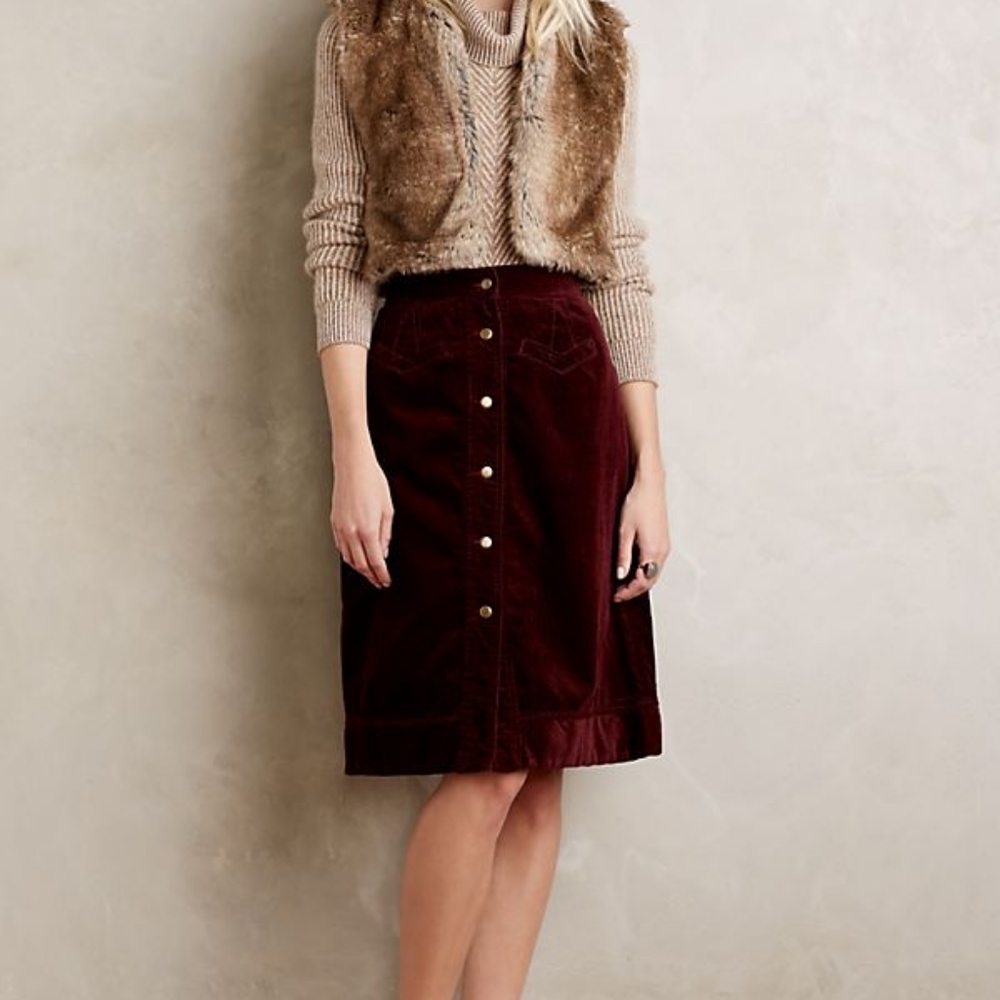 Anthropologie Holding Horses Corduroy Skirt